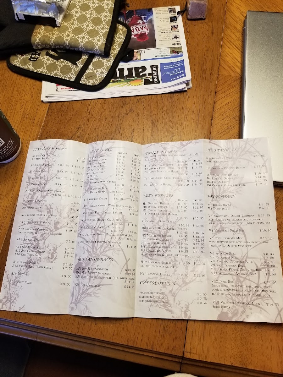 Menu Lee's Country Spot Restaurant-1