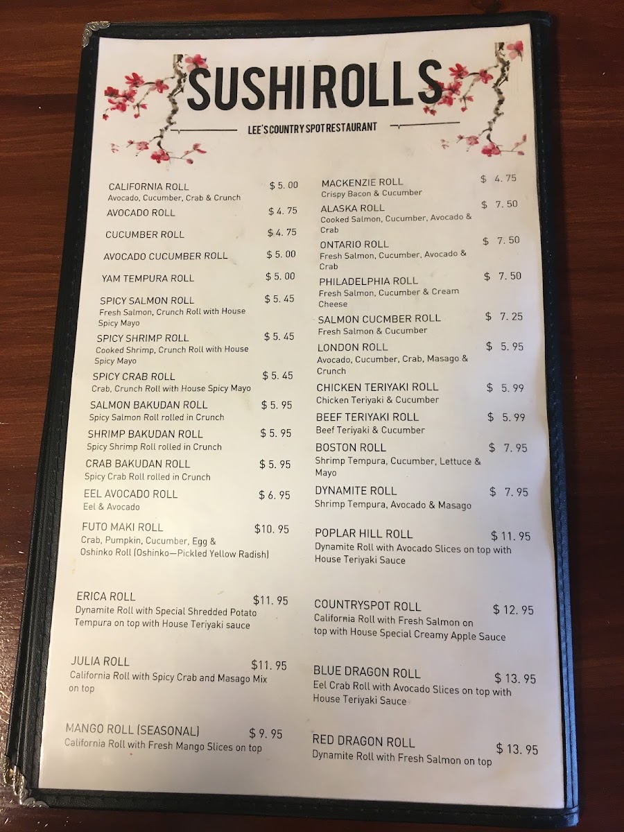 Menu Lee's Country Spot Restaurant-2